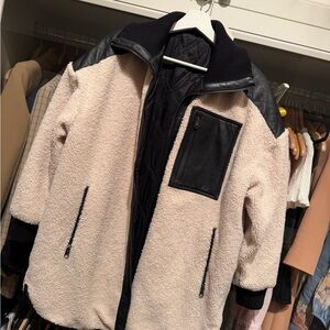 Black and Cream Sherpa Jacket TWO-sided.